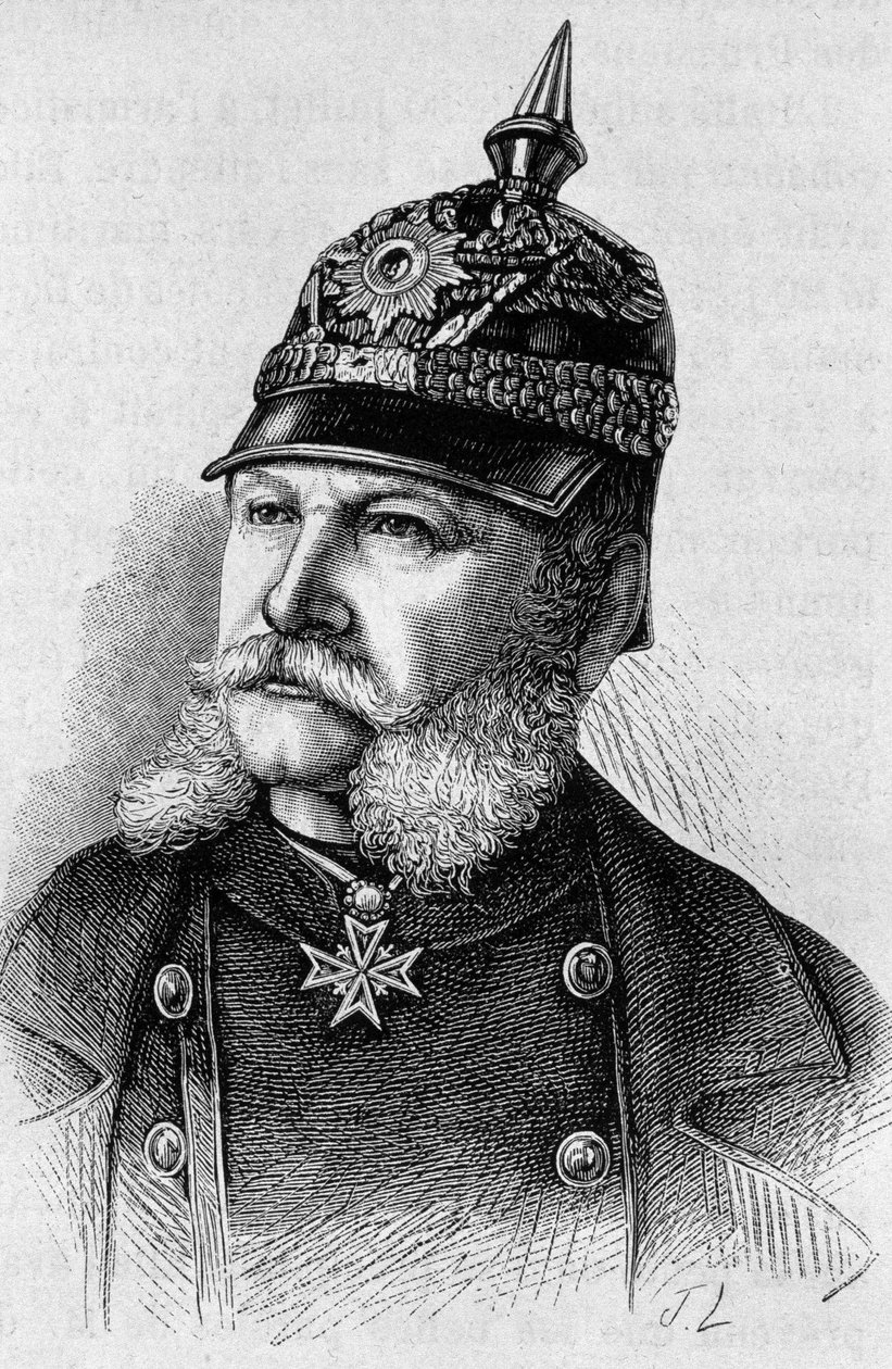 Portret van Willem I (1797 - 1888). Gravure uit het einde van de 19e eeuw in 