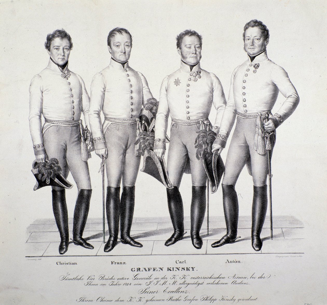 Portret van prinsen van de Kinsky-familie uit Bohemen: Christian, Franz, Carl en Anton door Unknown artist
