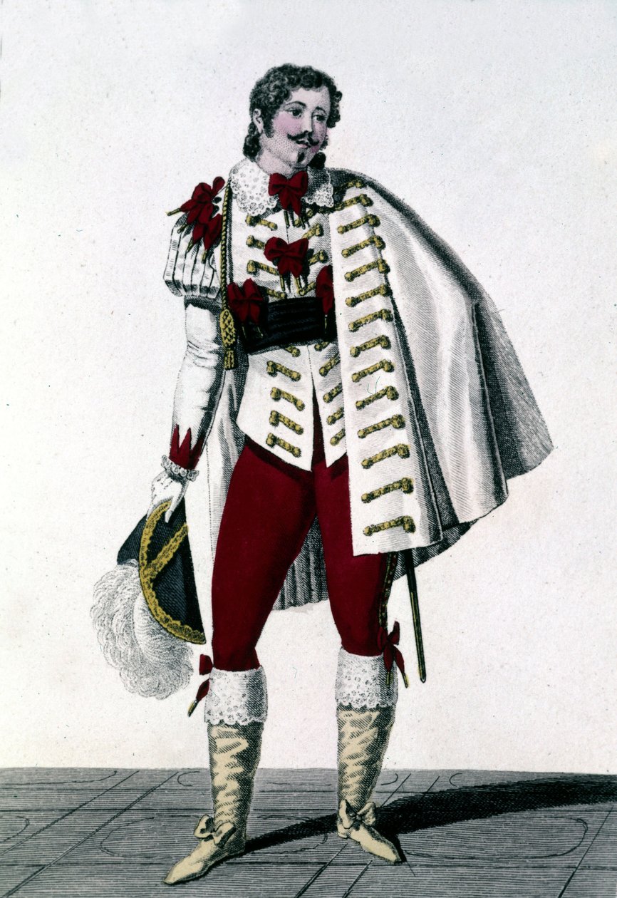 Portret van tenor Louis Antoine Ponchard (1787 - 1866) in de rol van de Graaf van Lisberg in Auber
