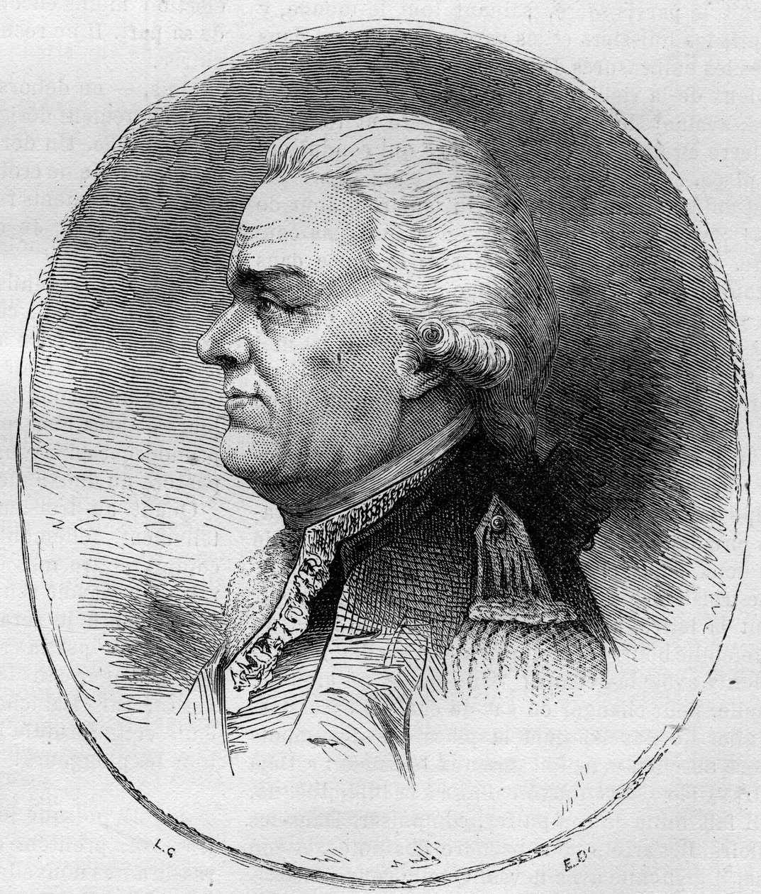 Portret van de Graaf van Grasse (François Joseph Paul, Markies de Grasse Tilly) (1722-1788), Franse admiraal die deelnam aan de Amerikaanse Onafhankelijkheidsoorlog (1775-1783). Gravure uit 1881 door Unknown artist