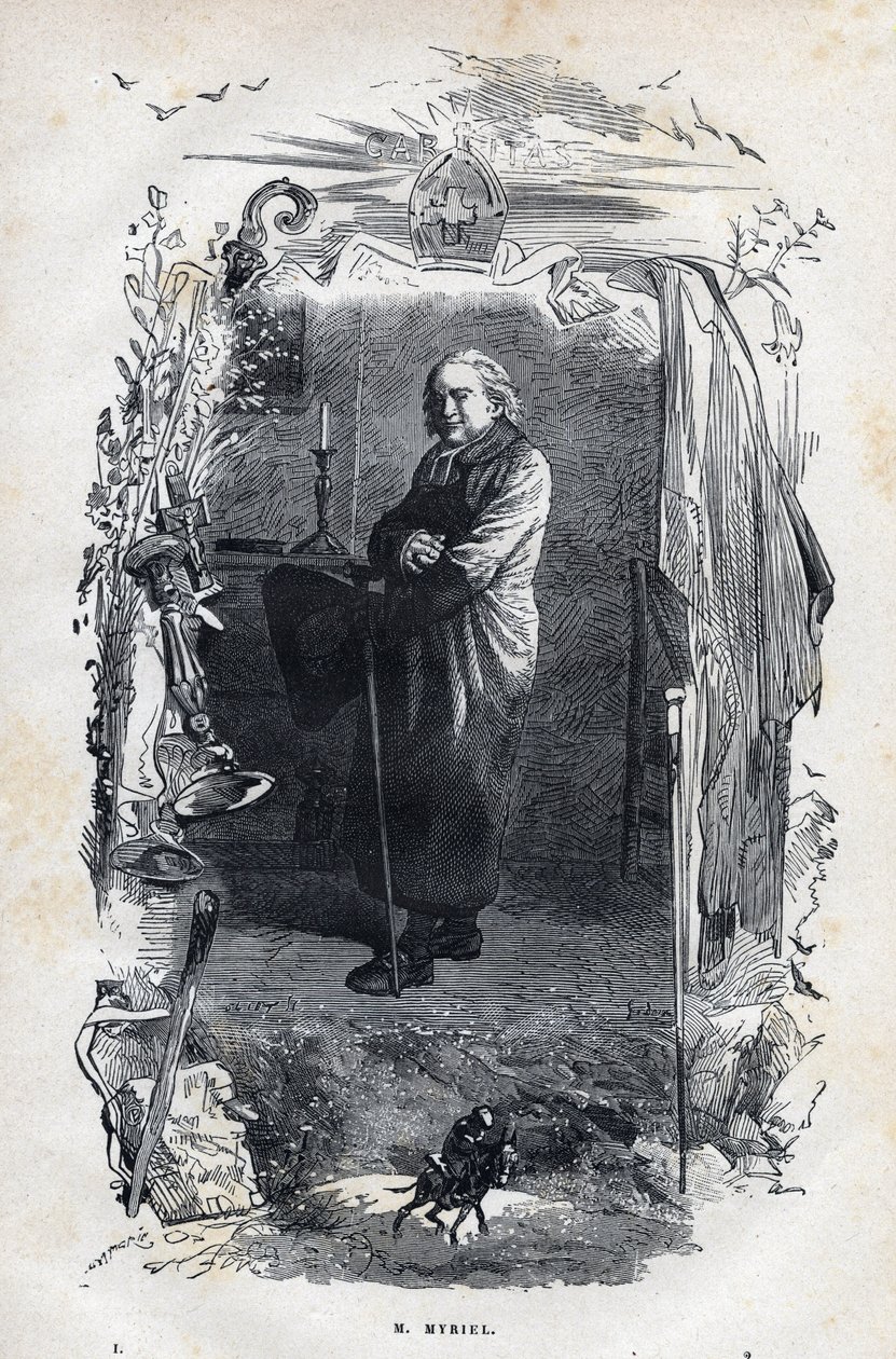 Portret van de Bisschop Myriel - Illustratie door Gustave Brion (1824-1877) voor 