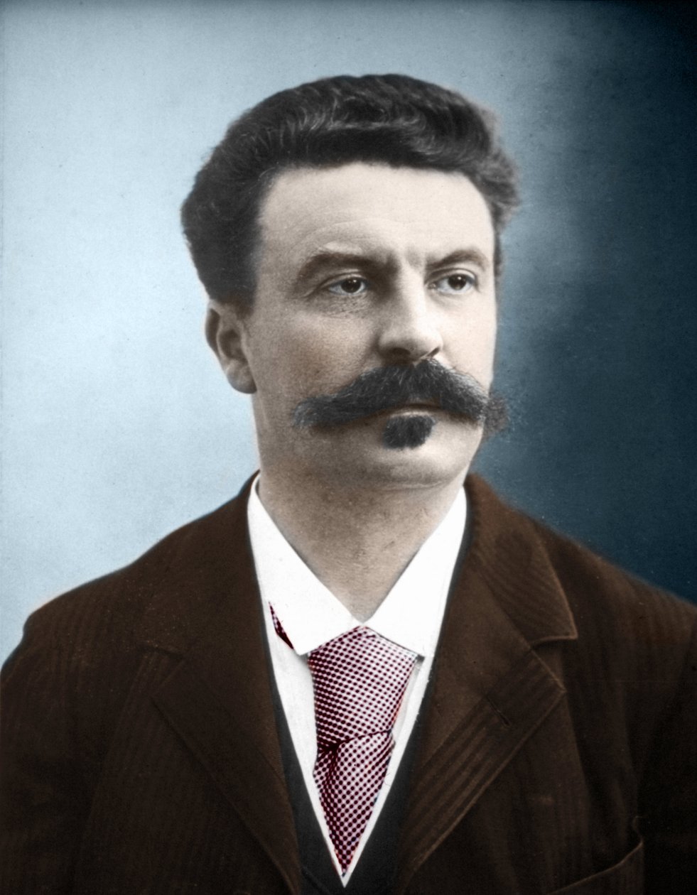 Portret van de Franse schrijver Guy de Maupassant (1850-1893) door Unknown artist