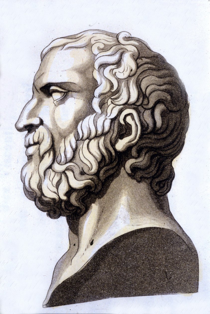 Portret van de Griekse filosoof Zenon van Citium (335 v.Chr. - 264 v.Chr.), oprichter van het stoïcisme. Gravure uit de 19e eeuw. door Unknown artist