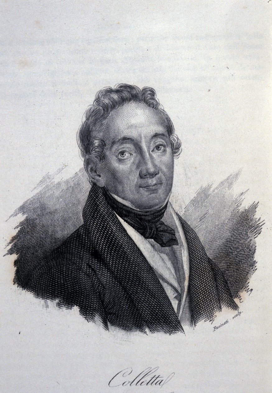 Portret van de Italiaanse patriot en historicus Pietro Colletta (1775-1831) Gravure uit de 19e eeuw door Unknown artist