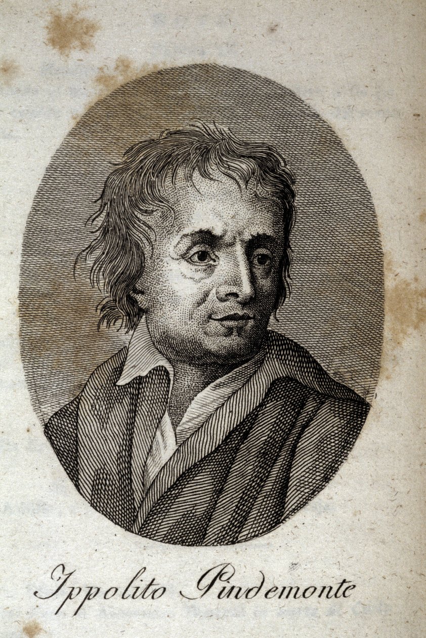 Portret van de Italiaanse dichter Ippolito Pindemonte (1753-1828), vriend van de dichter en Italiaanse toneelschrijver Ugo Foscolo (1778-1827). Gravure uit de 19e eeuw door Unknown artist