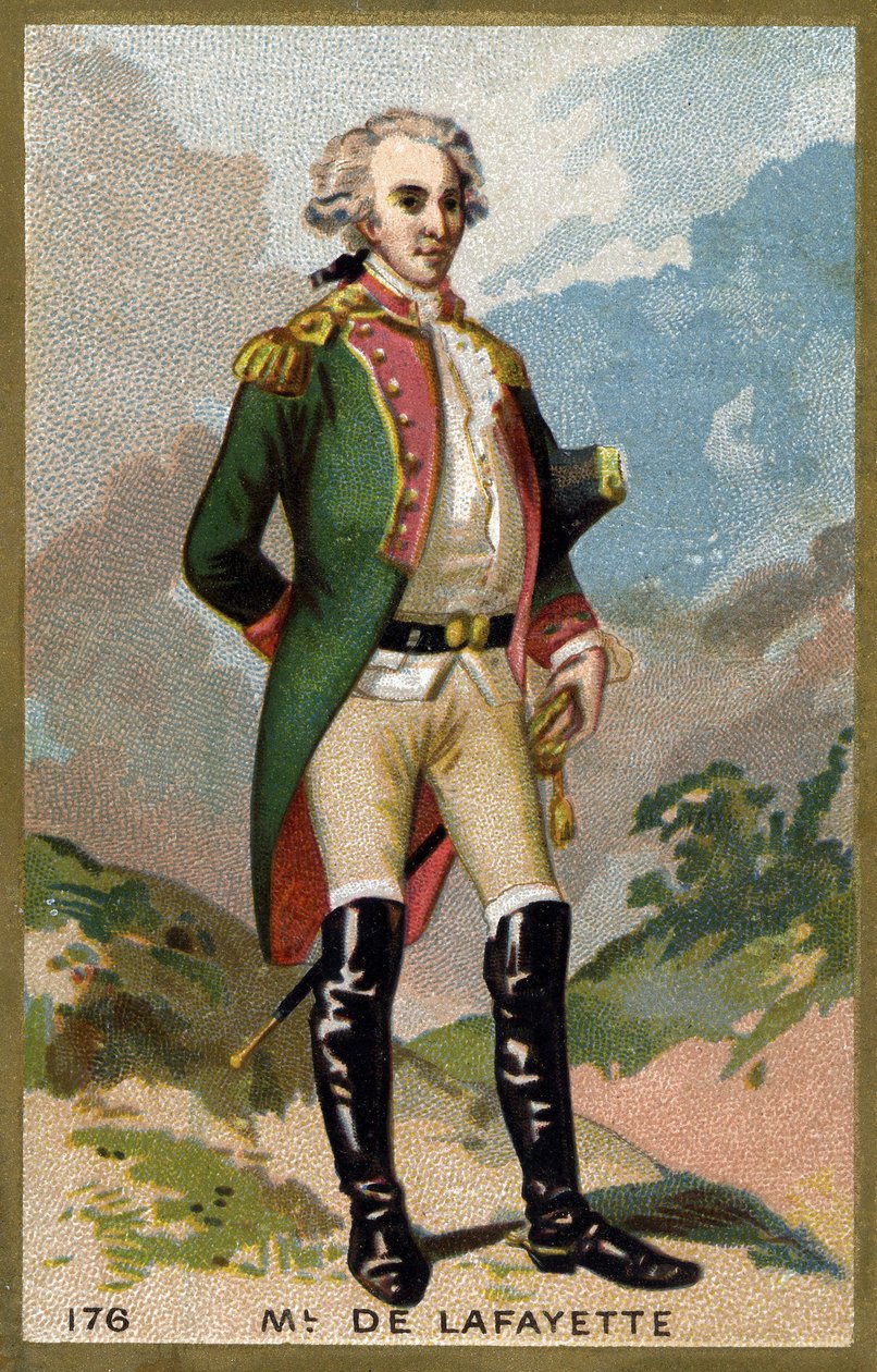Portret van de Markies de Lafayette (1757-1834). Chromolithografie eind 19e eeuw. door Unknown artist