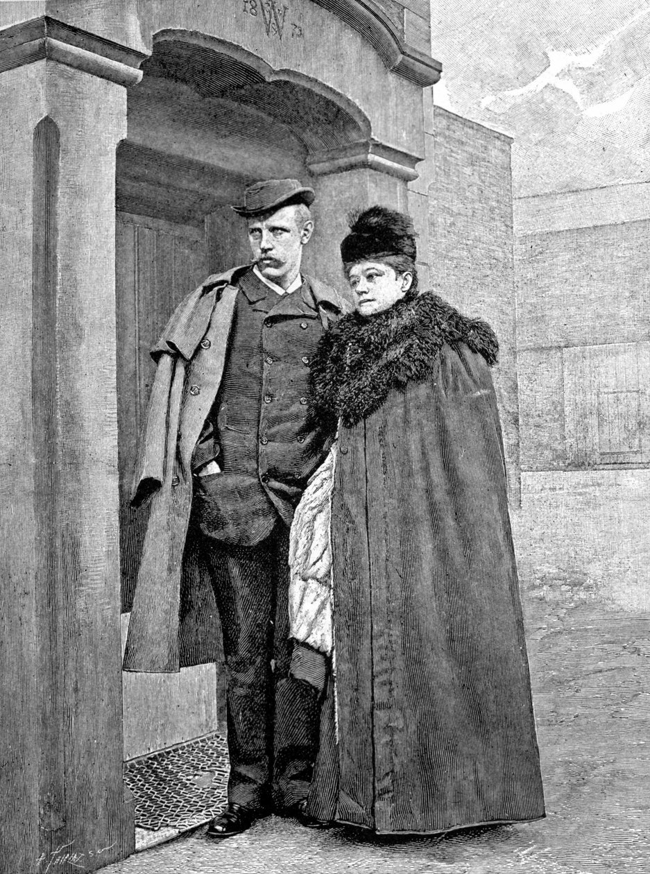 Portret van de Noorse ontdekkingsreiziger Fridtjof Nansen (1861-1930), wetenschapper en diplomaat, met zijn vrouw. door Unknown artist