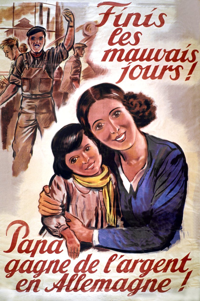 Affiche voor STO (verplichte arbeidsorganisatie) tijdens de Duitse bezetting van Frankrijk, ca. 1943 (print) door Unknown artist