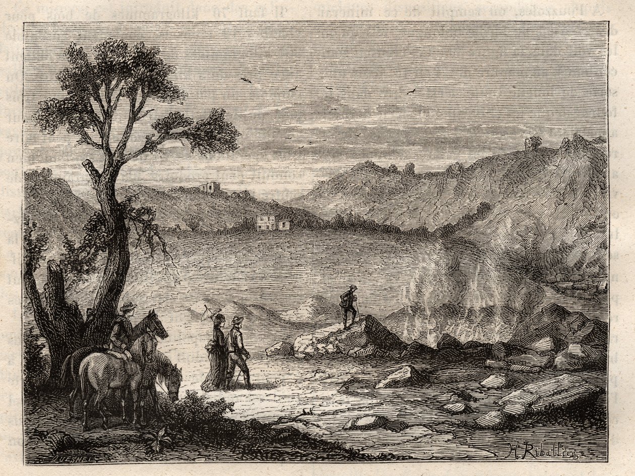 Pozzuoli Solfatara, nabij Napels - Solfatare de Pouzolles, Italië - gravure in 