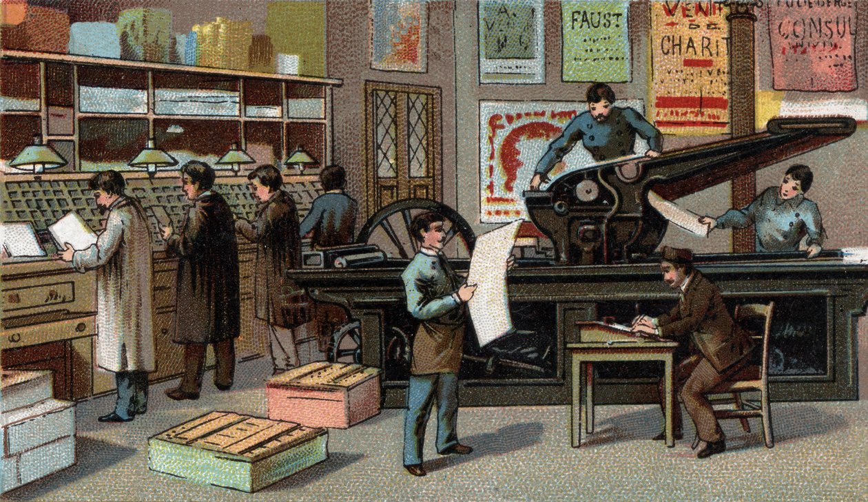 Drukwerk in Frankrijk in de 19e eeuw. Chromolithografie van het einde van de 19e eeuw. door Unknown artist