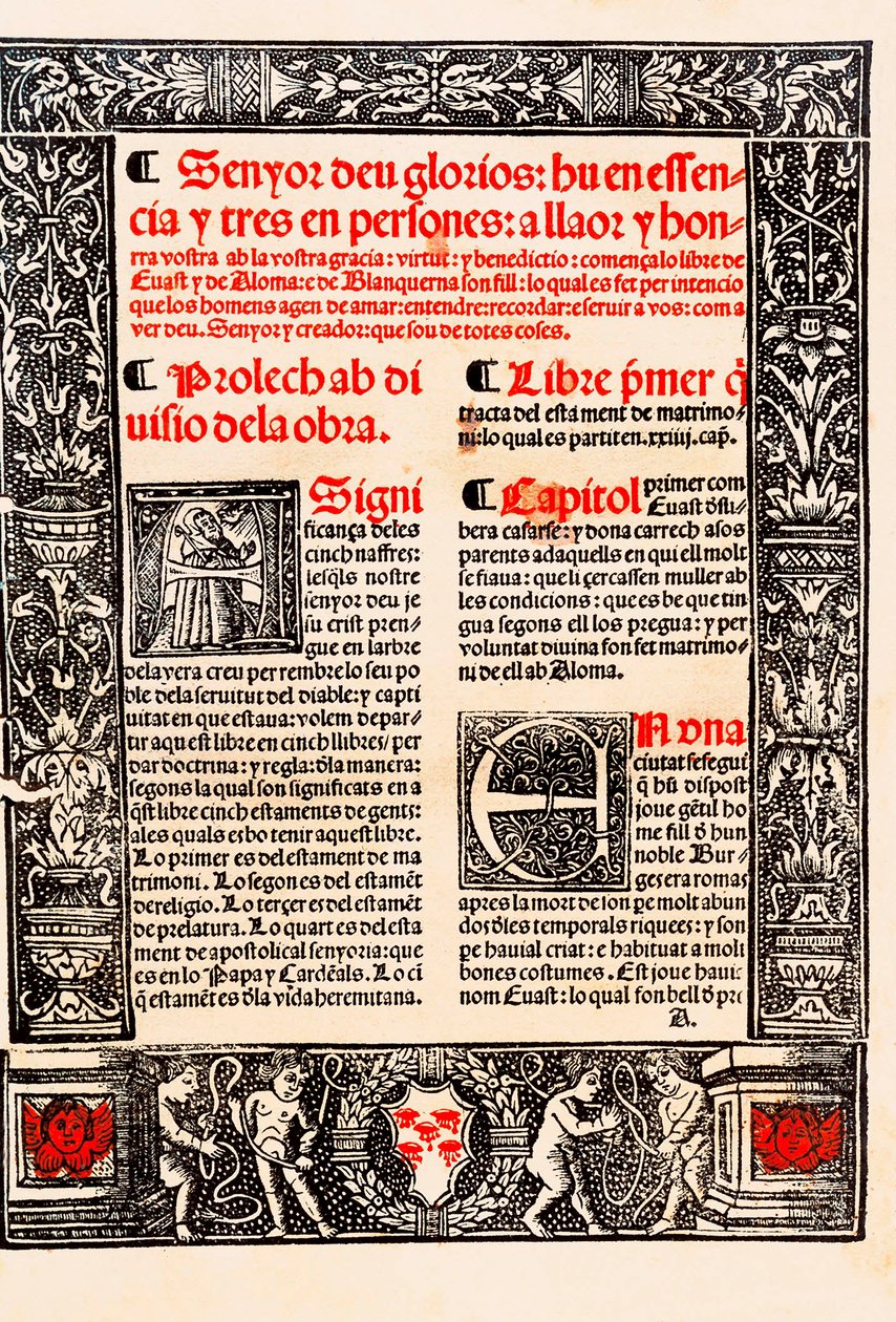 Proloog van "Blanquerna" door Raymond Lulle in het Catalaans Ramon Llull, in het Spaans Raimundo Lulio (Lullo) (Lull), Catalaanse filosoof, theoloog en dichter (1235-1315) door Unknown artist