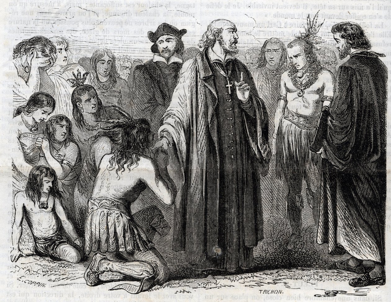 Afbeelding van Bartolome de las Casas (1484-1566) Dominicaanse priester, missionaris bij de Indianen (portret van Bartolome de las Casas, dominicaanse monnik en beschermer van de Indianen - gravure van 1860) door Unknown artist