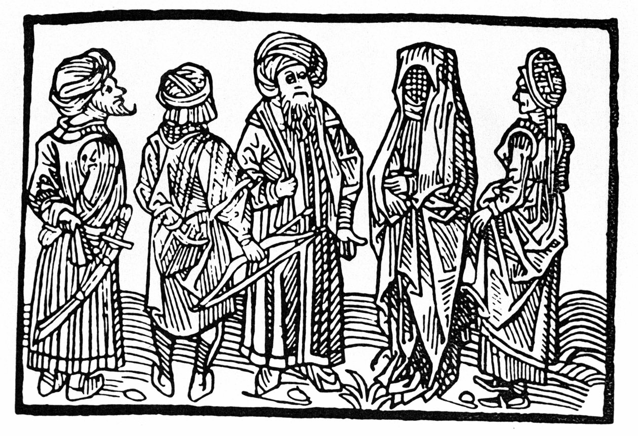 Voorstelling van Saracenen, Houtsnede uit de 15e eeuw door Unknown artist
