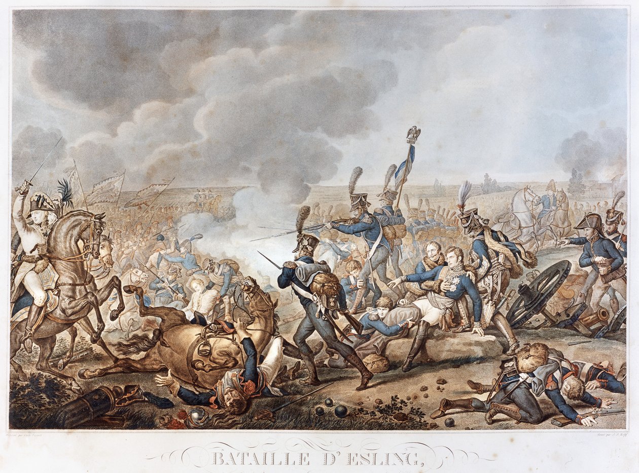 Weergave van de Slag bij Esling op 22 mei door Unknown artist