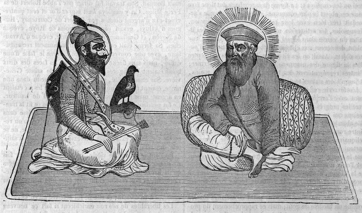 Voorstelling van de stichters van het Sikhisme (of Sikh religie): Guru Nanak (1469-1539) en Guru Gobind Singh (1666-1708). In 