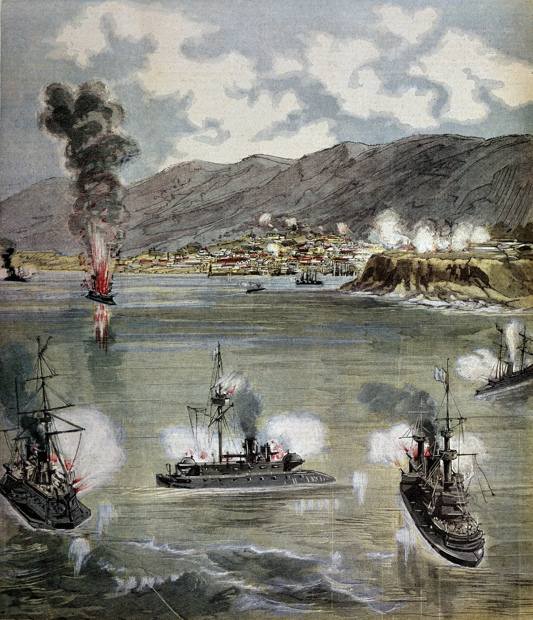 Revolutie in Chili: de aanval op Valparaiso in 1891 door Unknown artist