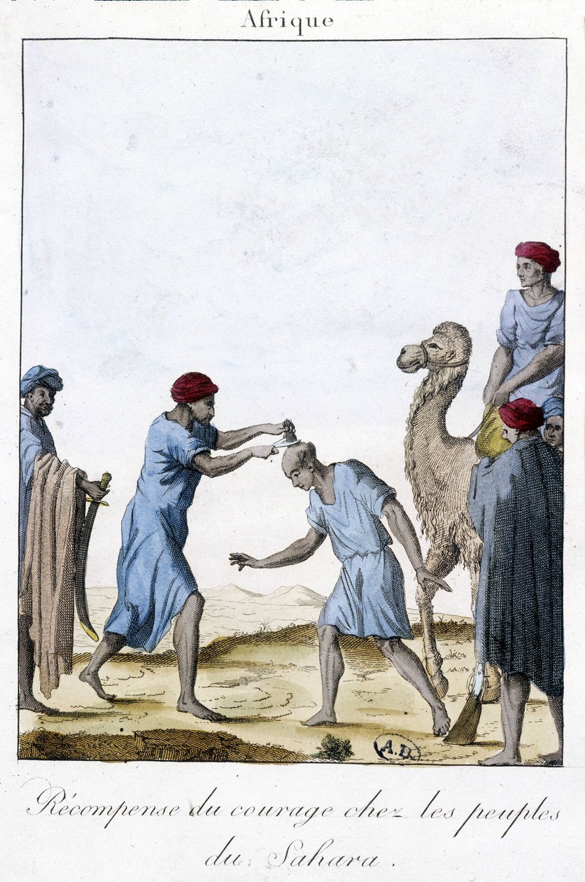Beloning voor moed onder de volkeren van de Sahara - gravure door Unknown artist