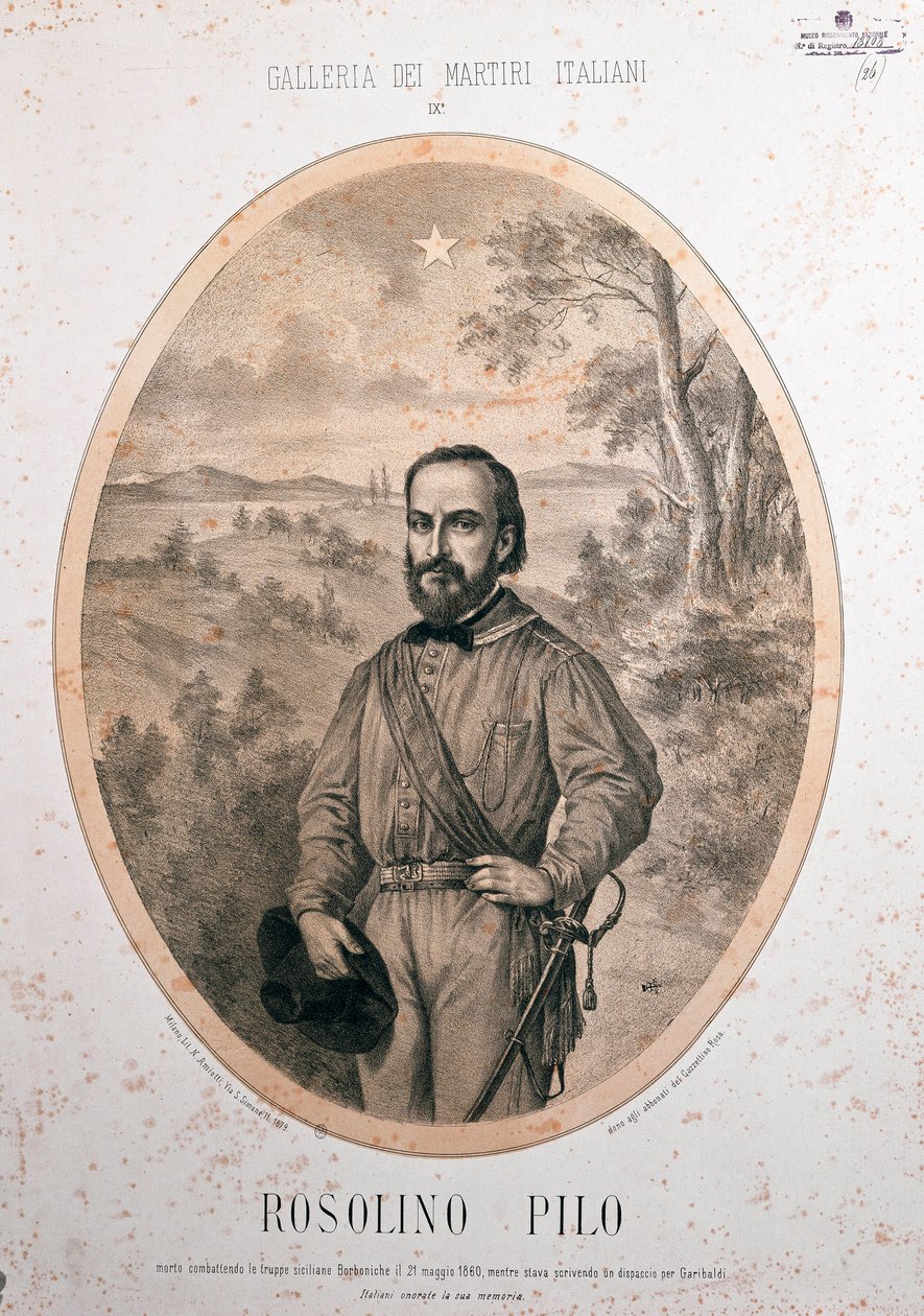 Risorgimento: Portret van de Italiaanse patriot Rosolino Pilo door Unknown artist