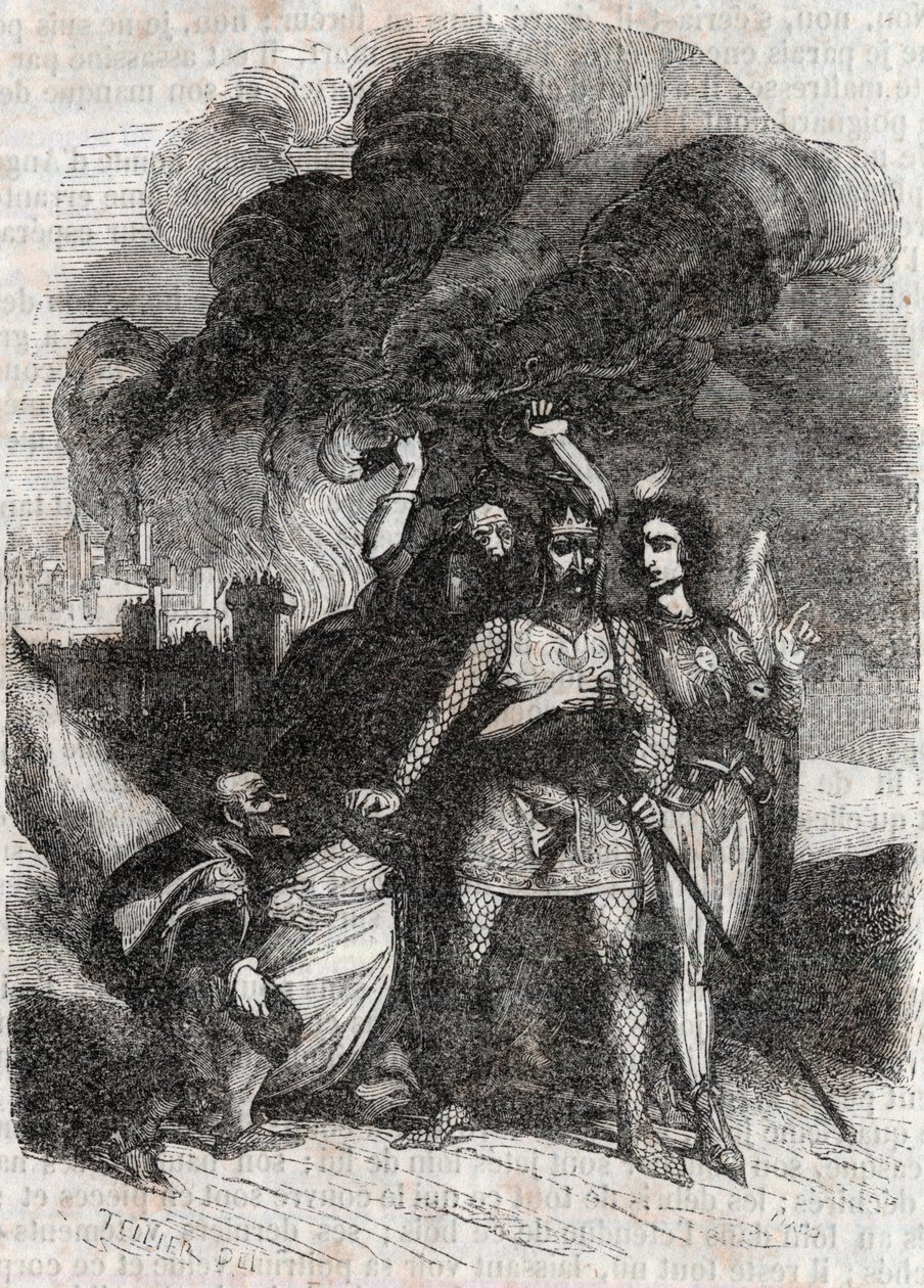 Rodomont verlaat Parijs - gravure van 1851 uit 