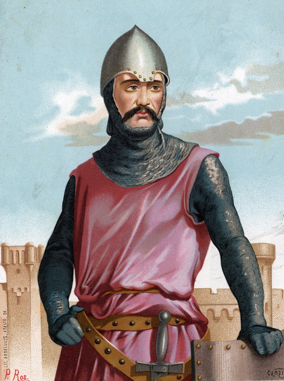 Rodrigo Díaz de Vivar, bekend als de Cid Campeador Spaanse held (1043-1099). Na 