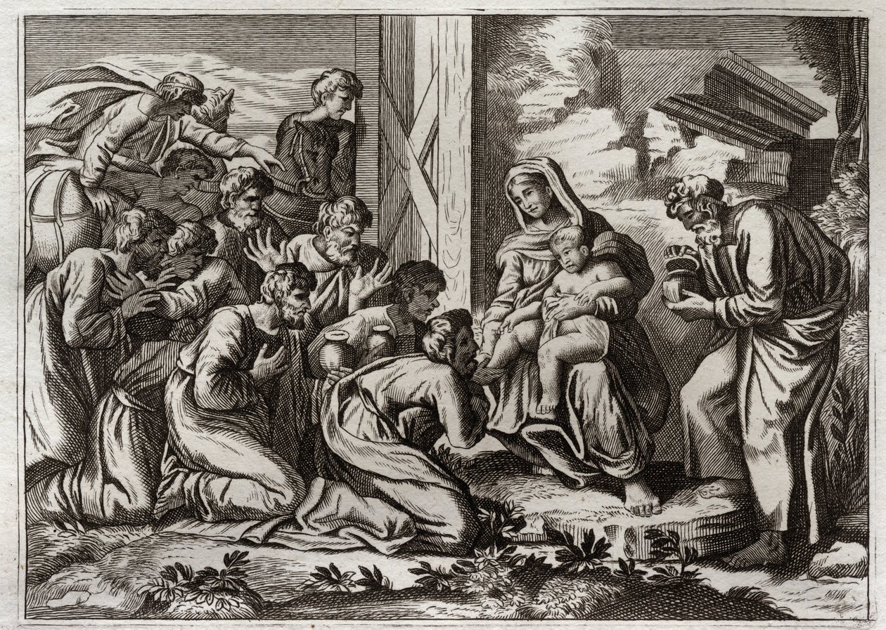 Bijbel van Royaumont, Nieuwe Testament: Aanbidding van de Wijzen. door Unknown artist