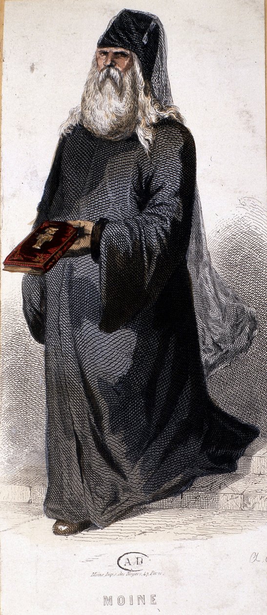 Russisch-orthodoxe monnik. Gravure door Unknown artist