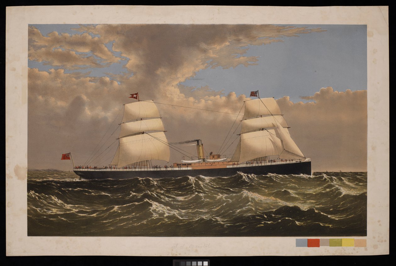 S S Bristol, White Star Line, ca. 1875 (prent) door Unknown artist