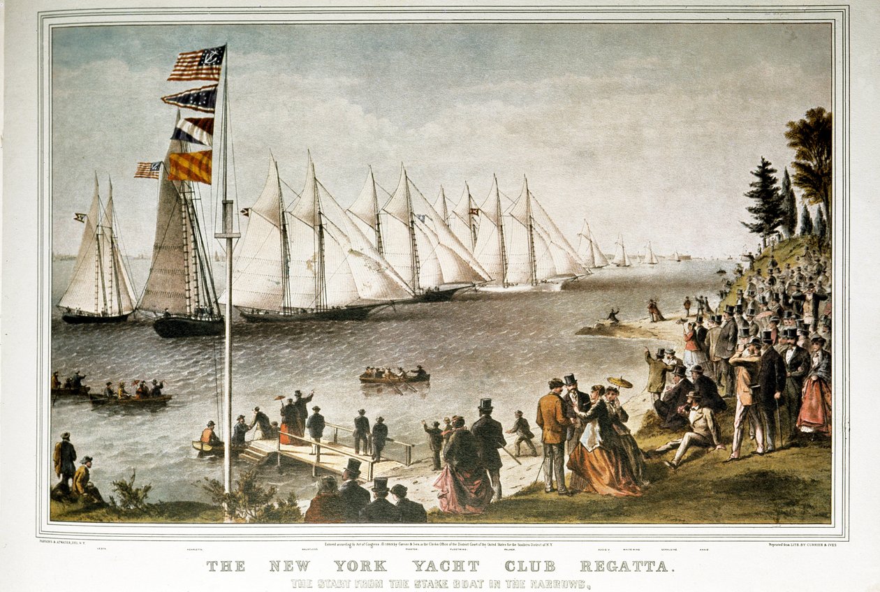 Zeilbootregatta bij de New York Yacht Club in 1844 door Unknown artist