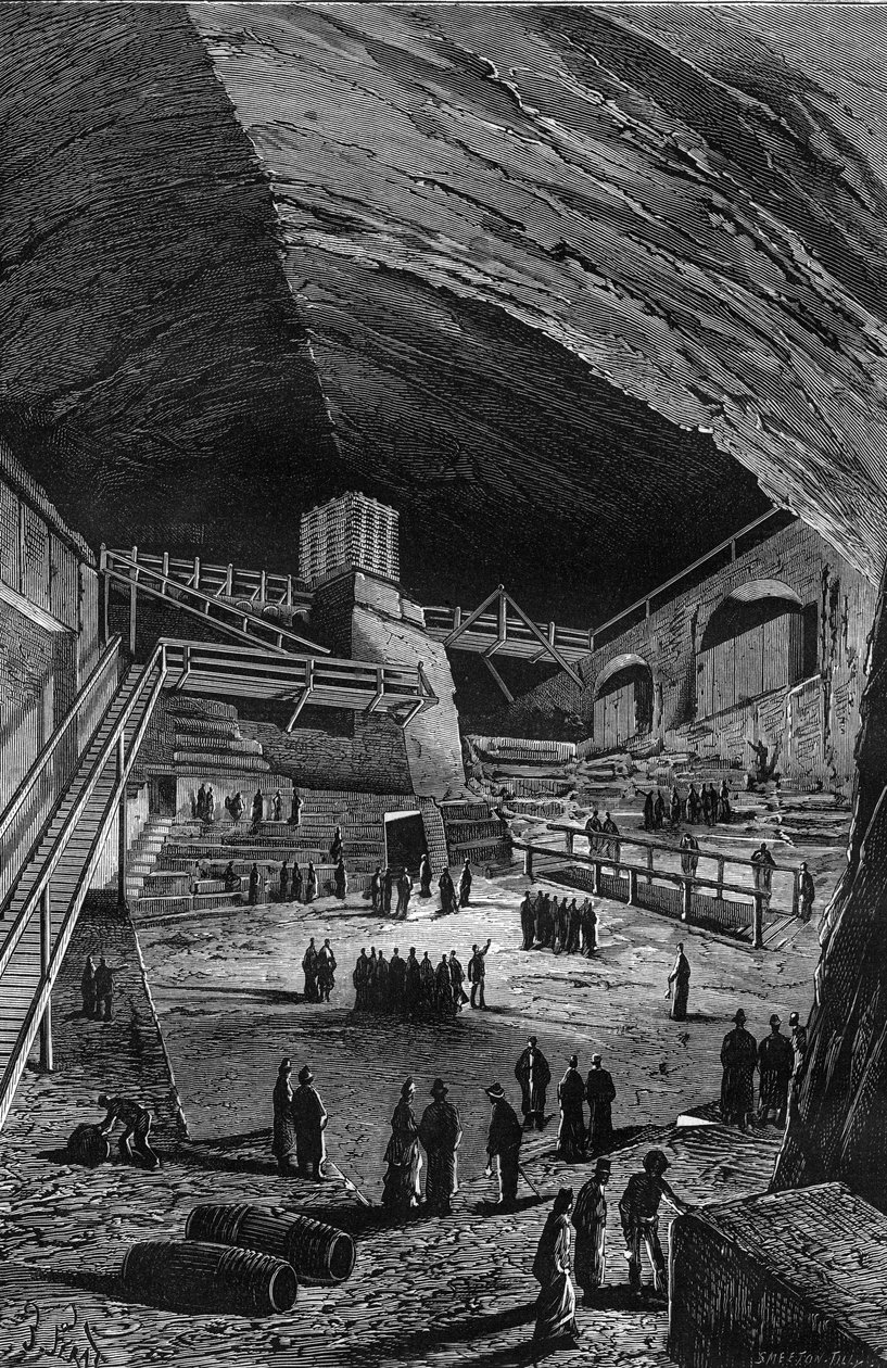 Zoutmijnen van Wieliczka, Polen. Gravure in Nature door Unknown artist
