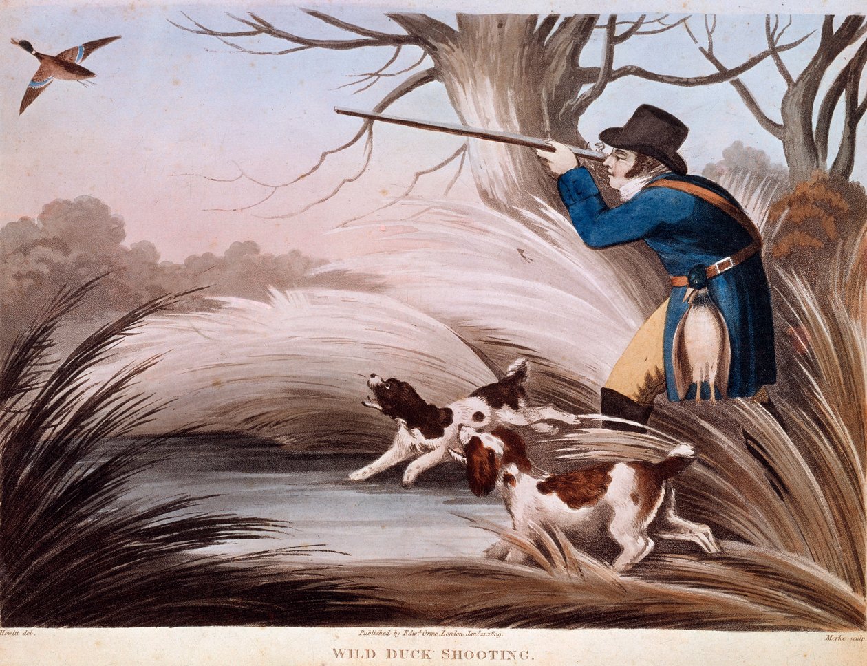 Scène van eendenjacht in Engeland (19e eeuw) Gien, jachtmuseum door Unknown artist