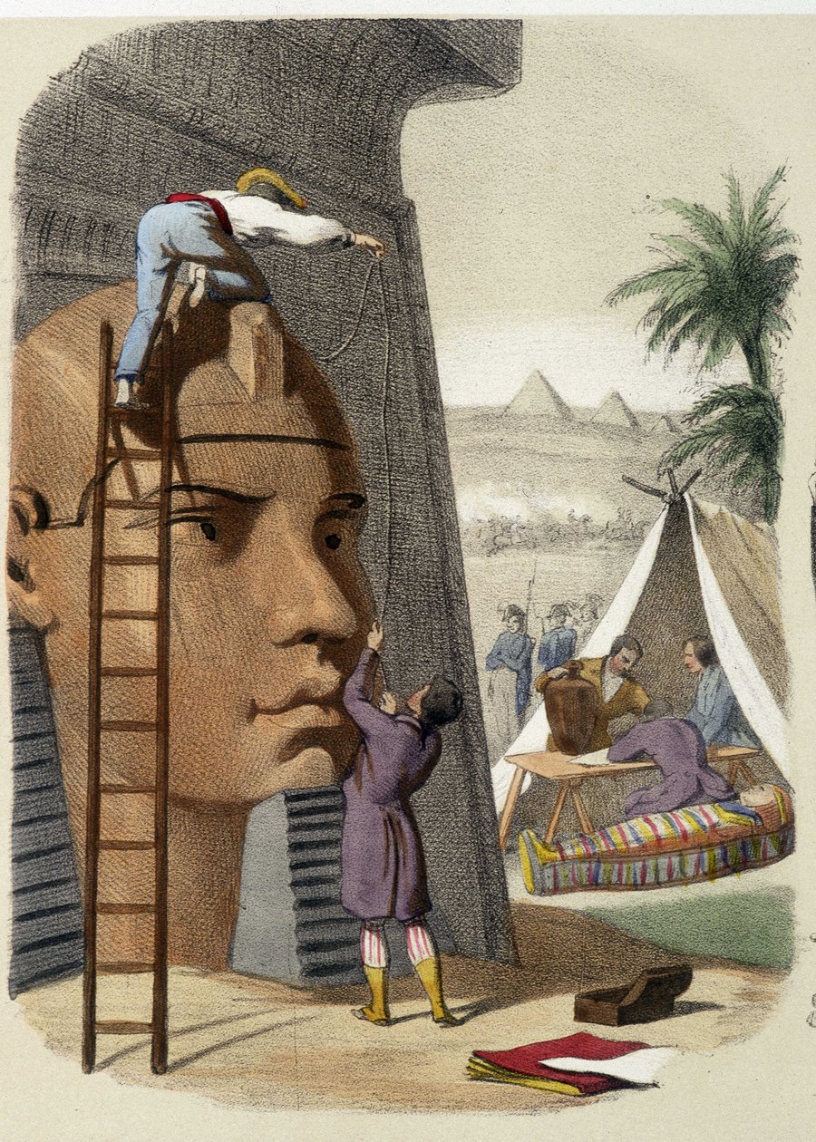 Wetenschappelijke Commissie van Egypte (missie van Jean Francois (Jean-Francois) Champollion). Gravure uit de 19e eeuw. door Unknown artist
