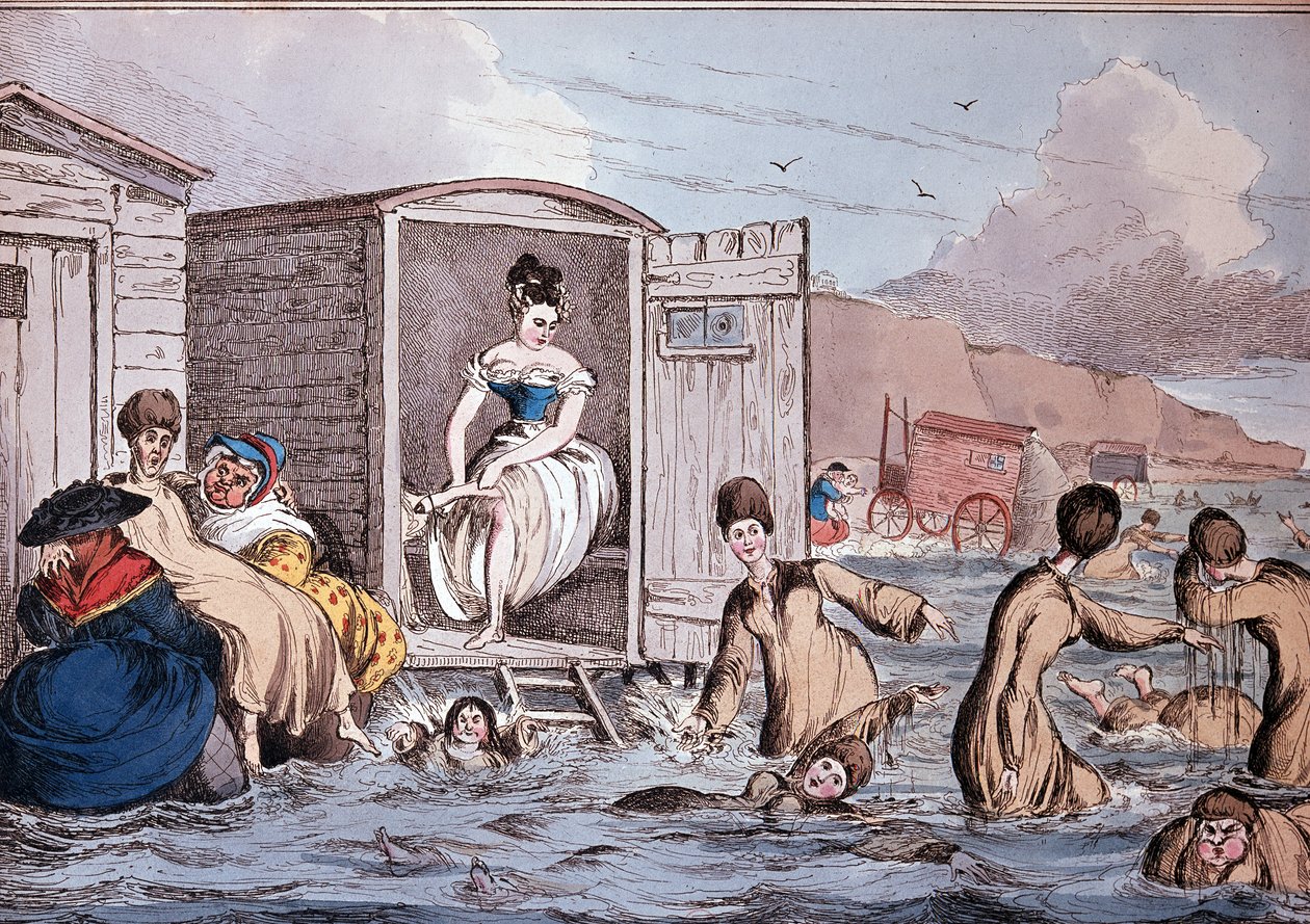 Zee baden in Brighton - 19e eeuw, B.N. door Unknown artist