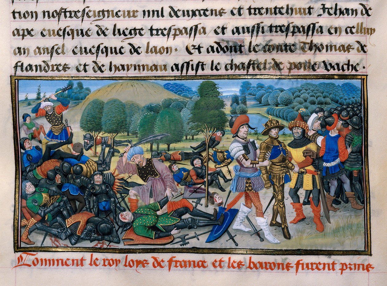 Zevende Kruistocht: Koning Lodewijk IX (Saint Louis) gevangen tijdens de Slag bij Mansourah in 1250 door Unknown artist