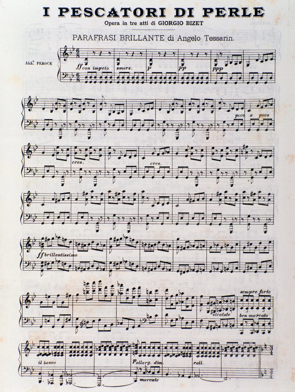 Bladmuziekpagina voor De parelvissers, opera door Georges Bizet door Unknown artist
