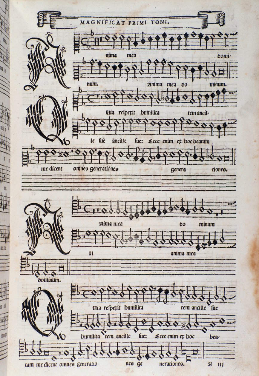 Bladmuziekpagina van het Magnificat door Giovanni Animuccia door Unknown artist
