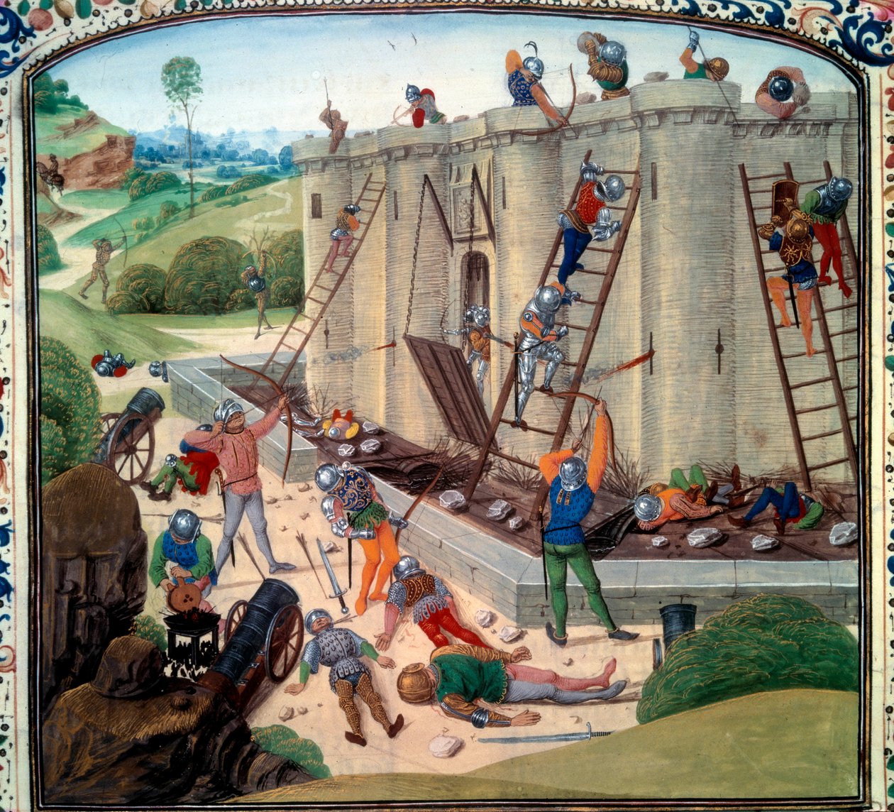 Beleg van Brest (1386 n.Chr.). Miniatuur in 