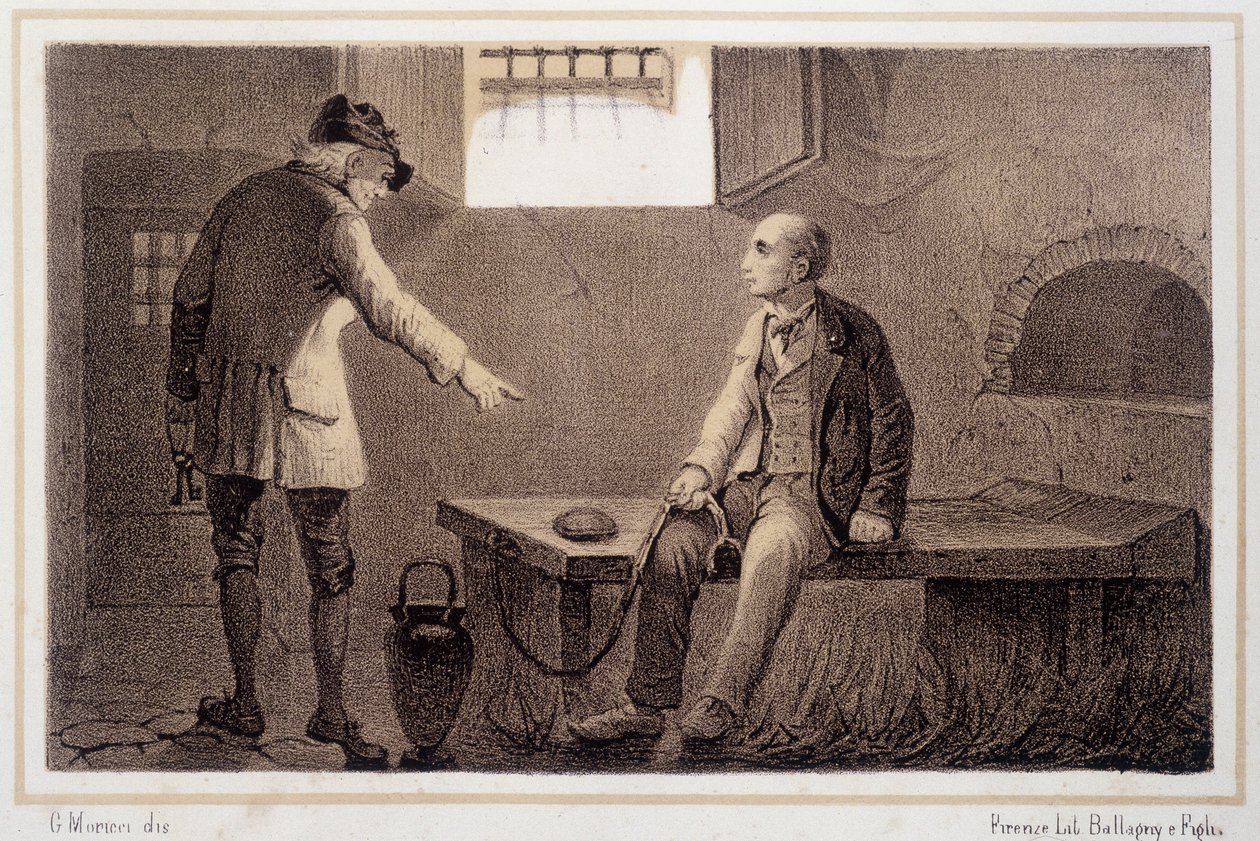Silvio Pellico (1789 - 1854) overgebracht naar de vesting van Spielberg (Spilberk) - in 