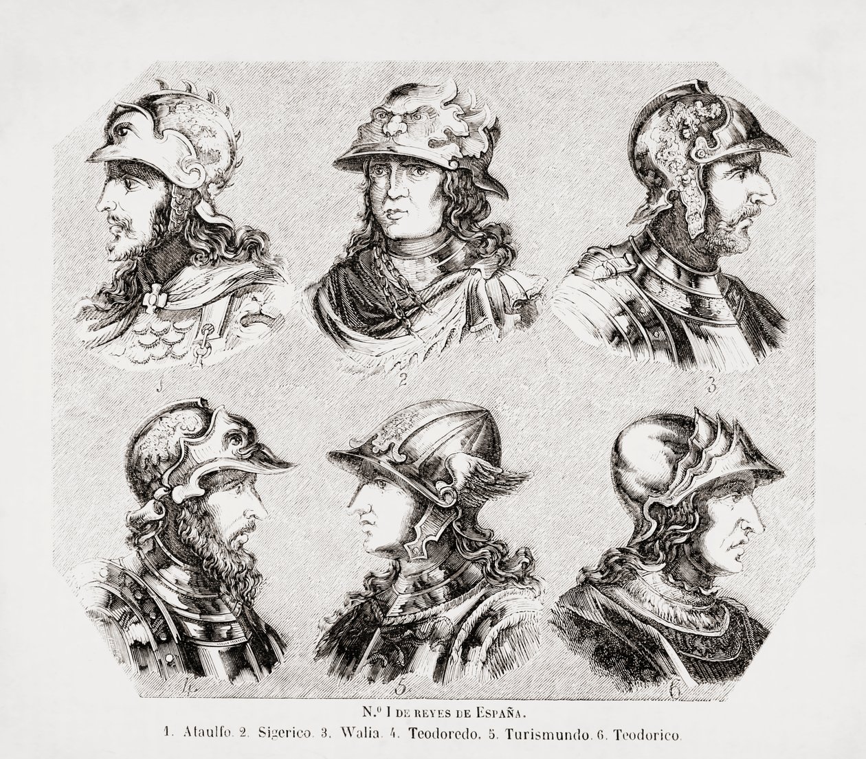 Zes Visigotische koningen van Spanje door Unknown artist