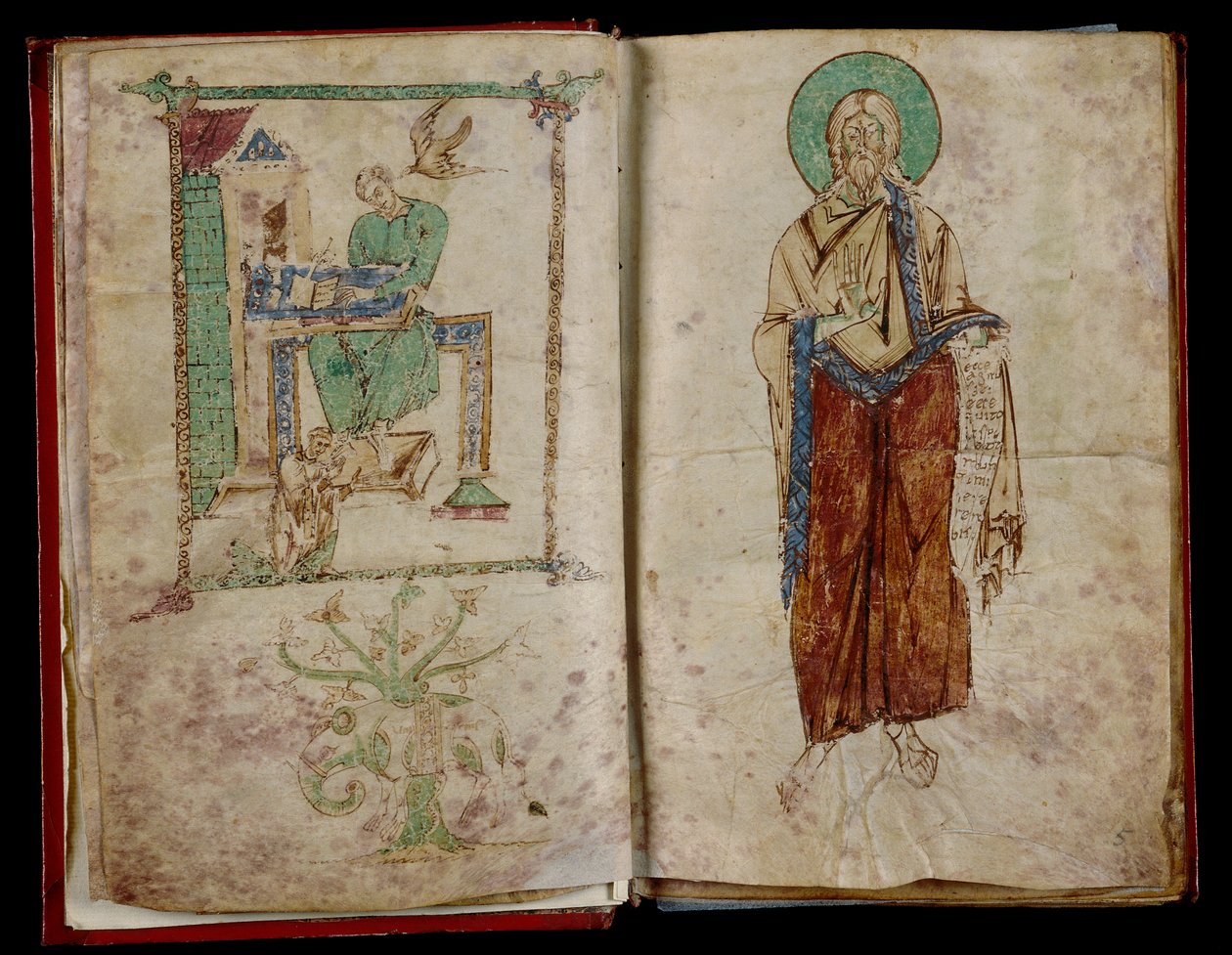 St. Johannes en de Heilige Geest die inspiratie geeft aan St. Gregorius: graduale 6B 59 door Unknown