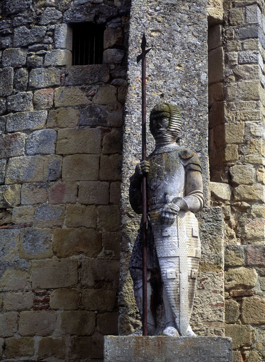 Standbeeld van een Kathaarse krijger op de deur van Avignonet in Lauragais (31). door Unknown artist