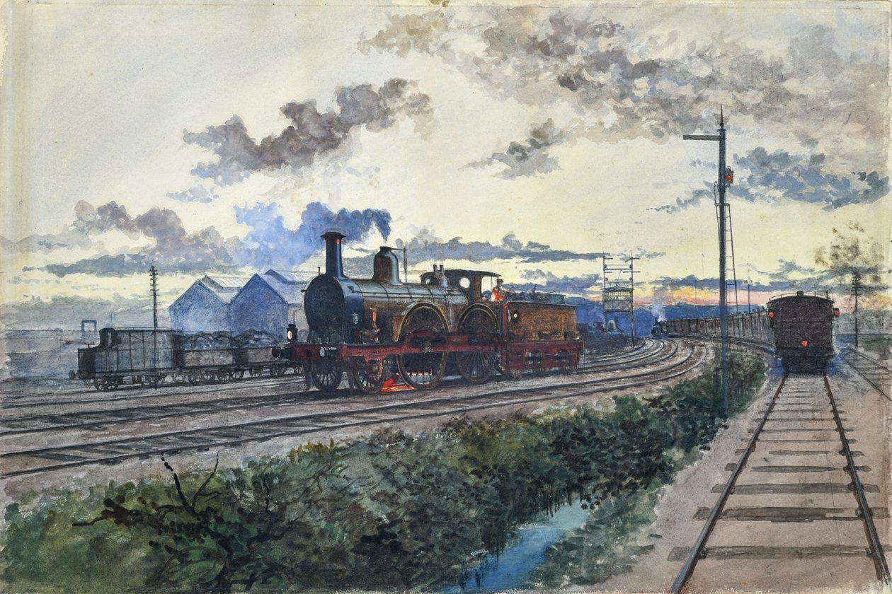 Stoomlocomotief, circa 1870 door Unknown artist