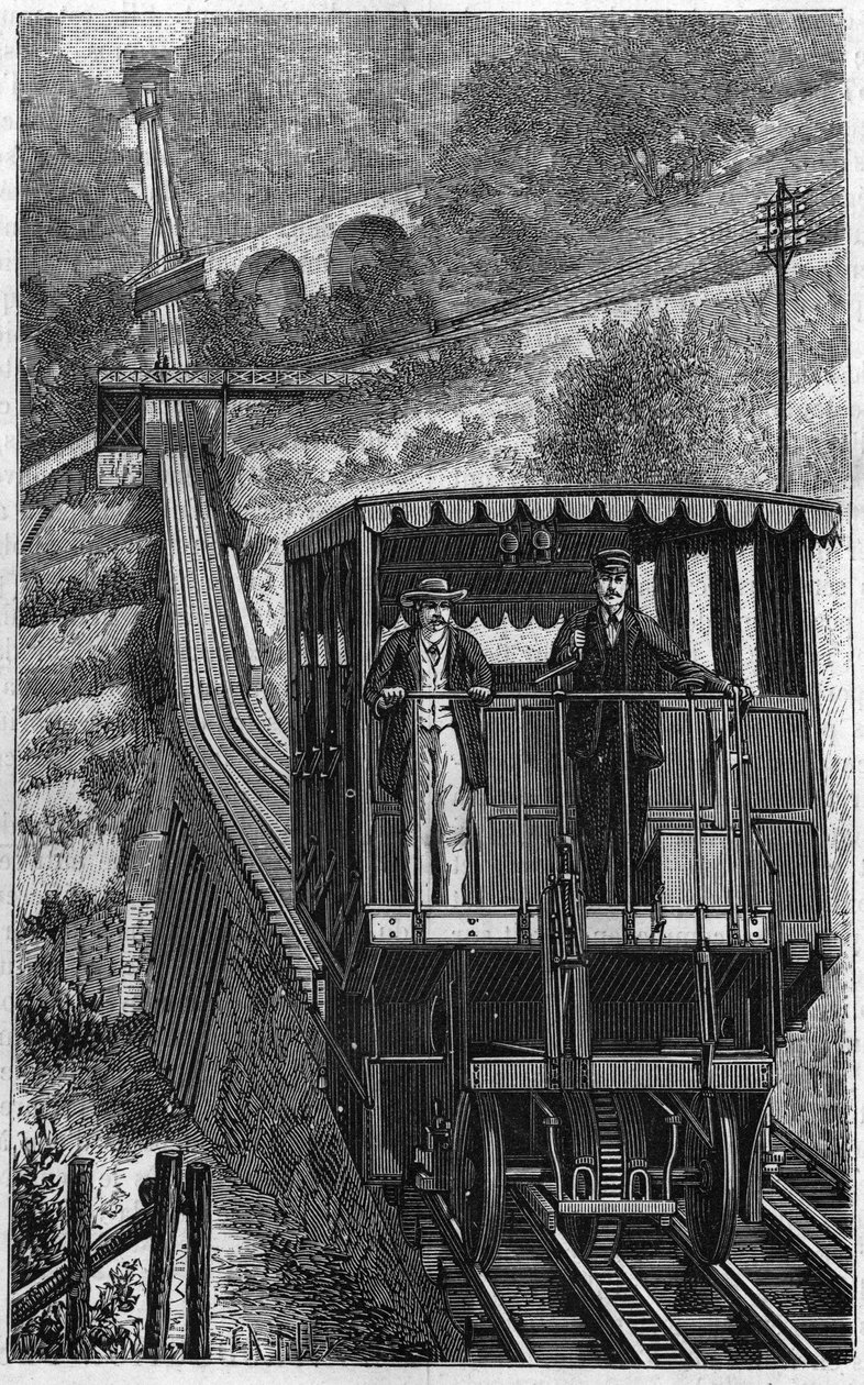 Territet Glion spoorlijn. Glion lijn in Zwitserland in 1884 door Unknown artist
