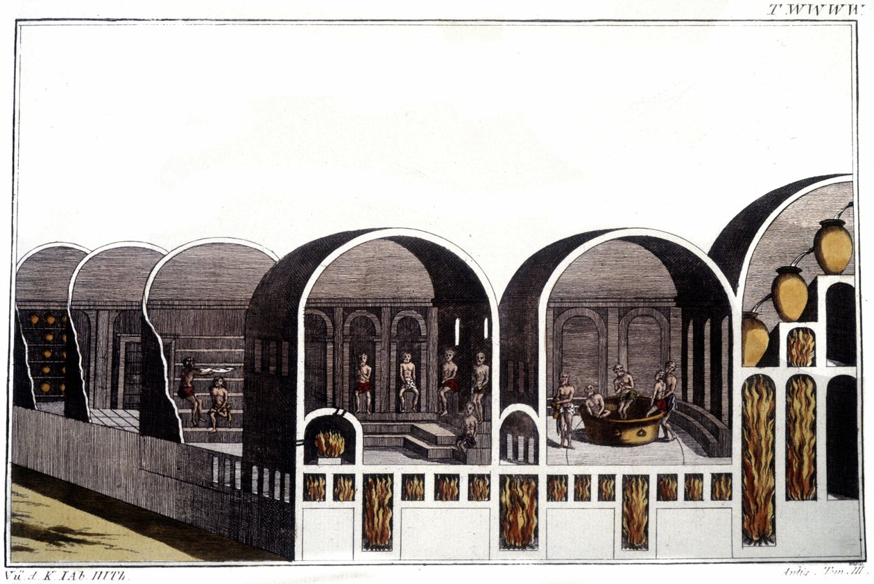 De Thermen van Caracalla in Rome. Gravure uit het begin van de 19e eeuw door Unknown artist