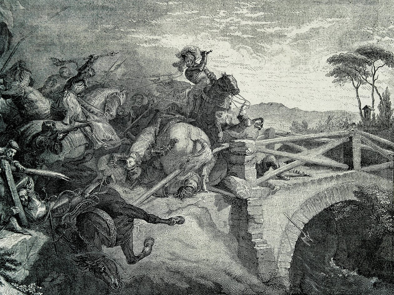 De Slag bij Garigliano tussen Fransen en Spanjaarden tijdens de Derde Italiaanse Oorlog, 29 december 1503: Gonzalo Fernandez De Cordoba genaamd El Gran Capitan door Unknown artist