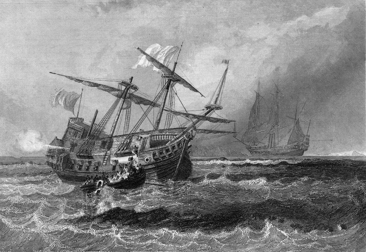 De Corbin verloren op het rif in de Malediven op 1 juli 1602. In 