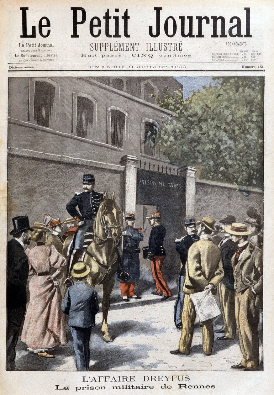 De Dreyfus-affaire: de militaire gevangenis van Rennes - in "Le Petite Journal" van 09/07/1899 door Unknown artist