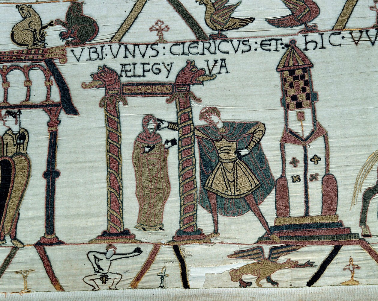 De hertog van Normandië Willem de Veroveraar (1027-1087) belooft zijn dochter Aelfgyve aan Harold in het huwelijk (detail) door Unknown artist
