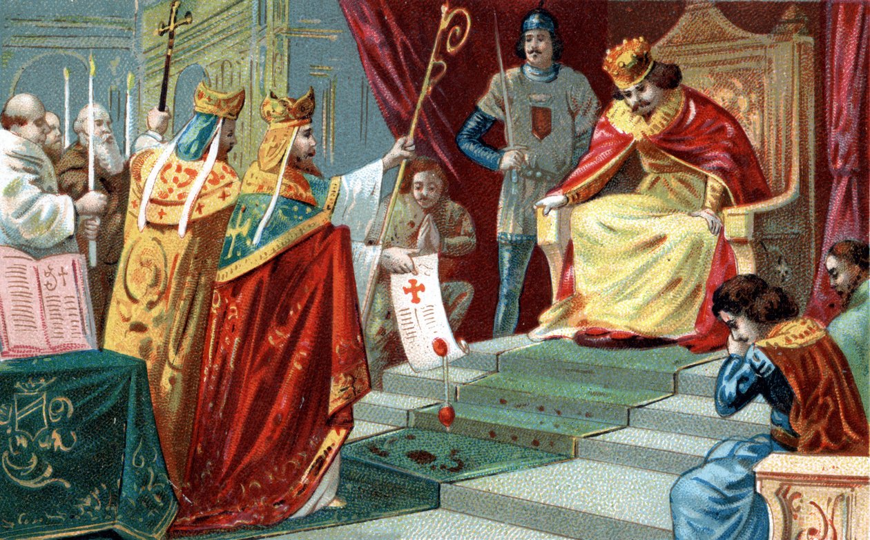 De excommunicatie van koning Robert II de Vrome (ca. 970-1031), koning van Frankrijk, in 997 door Unknown artist