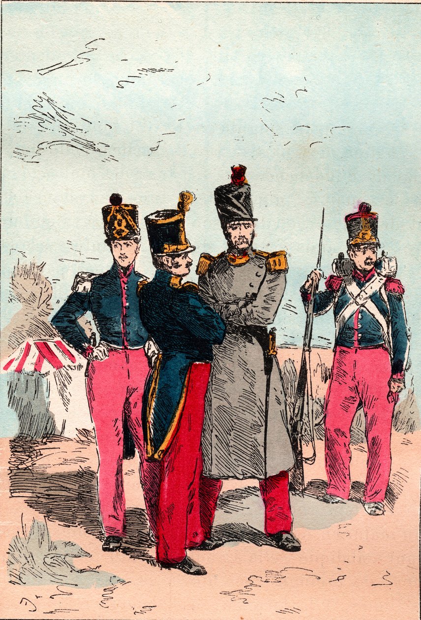 Het Franse leger onder het bewind van Louis Philippe van 1830 tot 1848 - Linie - Gravure uit 1882 in 