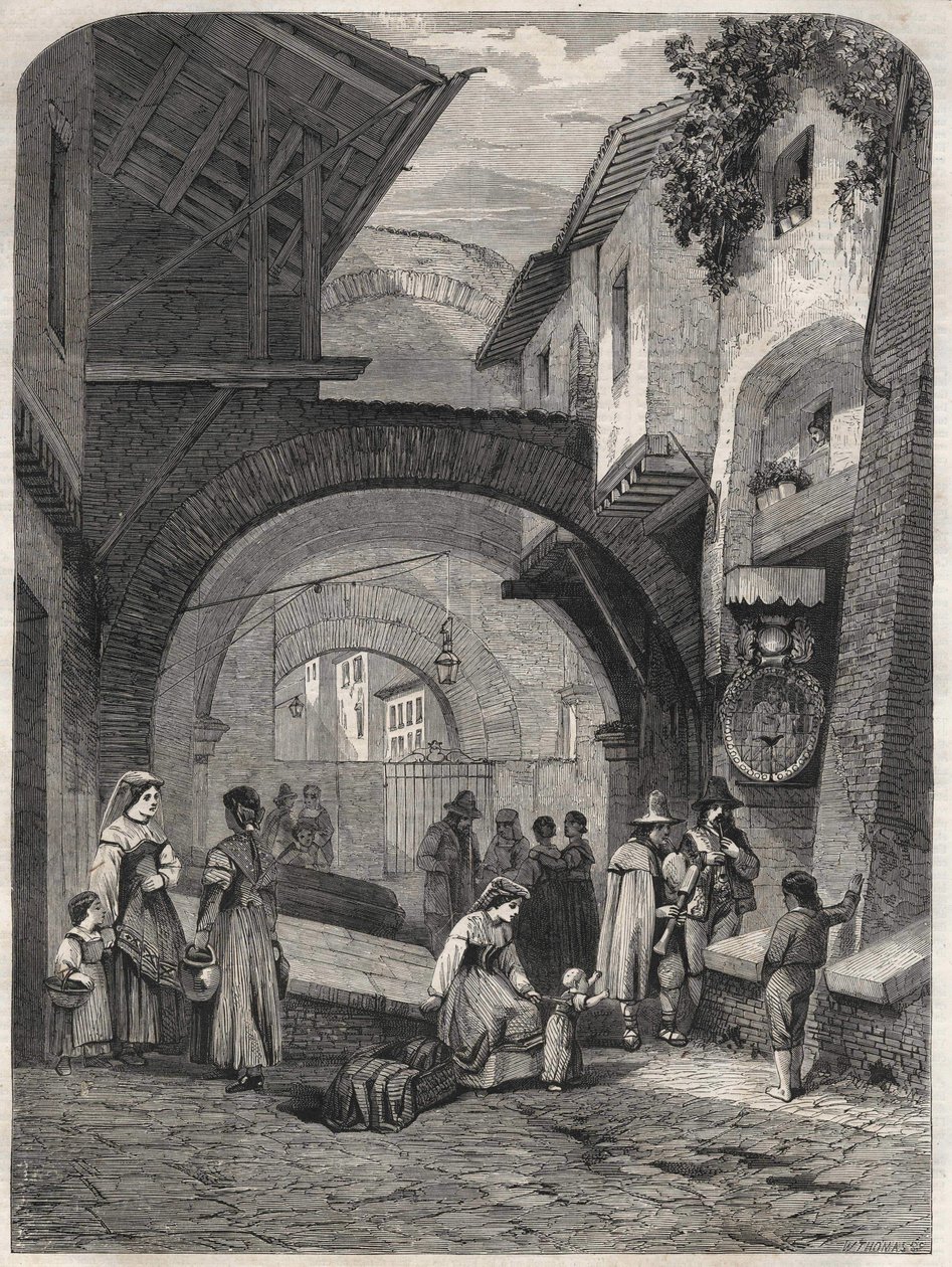 Het Ghetto in Rome in de 19e eeuw, gravure door Unknown artist
